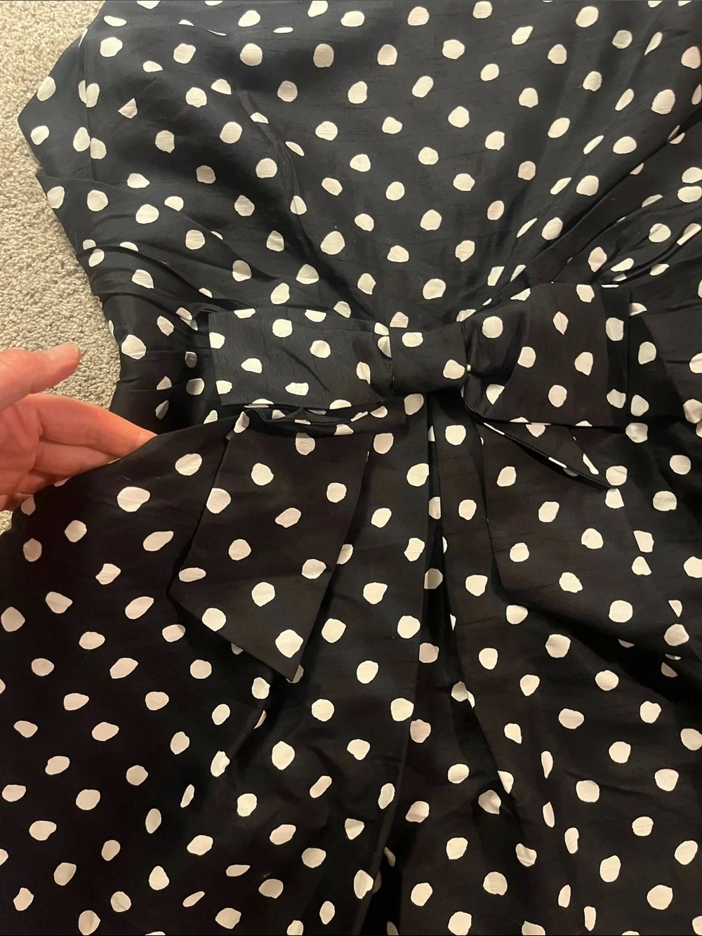 ♠️👓♠️👓♠️ kate spade Black&White Silk Polkadot BIG BOW “Jillian” Dress sz12 EUC